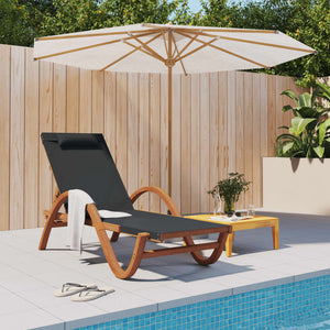 vidaXL Chaise longue avec coussin Gris Textilène et Bois massif de peuplier