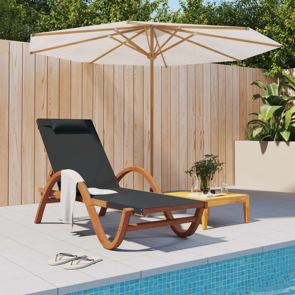 vidaXL Chaise longue avec coussin Gris Textilène et Bois massif de peuplier