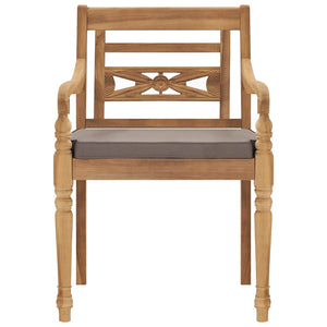 vidaXL Salon de jardin à dîner 9 pcs avec coussins gris foncé, bois de teck massif