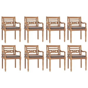 vidaXL Salon de jardin à dîner 9 pcs avec coussins gris foncé, bois de teck massif