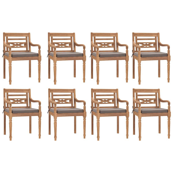 vidaXL Salon de jardin à dîner 9 pcs avec coussins gris foncé, bois de teck massif