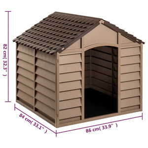 Braune Polypropylen-Hundehütte 86x84x82 cm