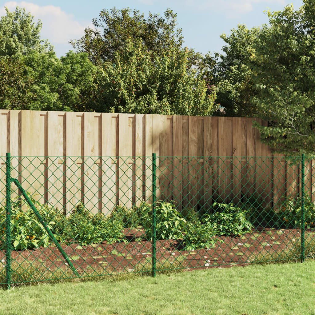 Maschendrahtzaun mit Bodenhülsen Grün 1x10 m
