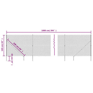 Maschendrahtzaun mit Bodenhülsen Grün 1,6x10 m