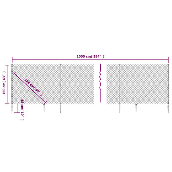 Maschendrahtzaun mit Bodenhülsen Grün 1,6x10 m