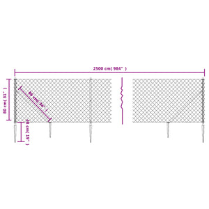 Maschendrahtzaun mit Bodenhülsen Grün 0,8x25 m