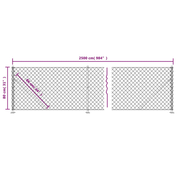 Maschendrahtzaun mit Bodenflansch Grün 0,8x25 m