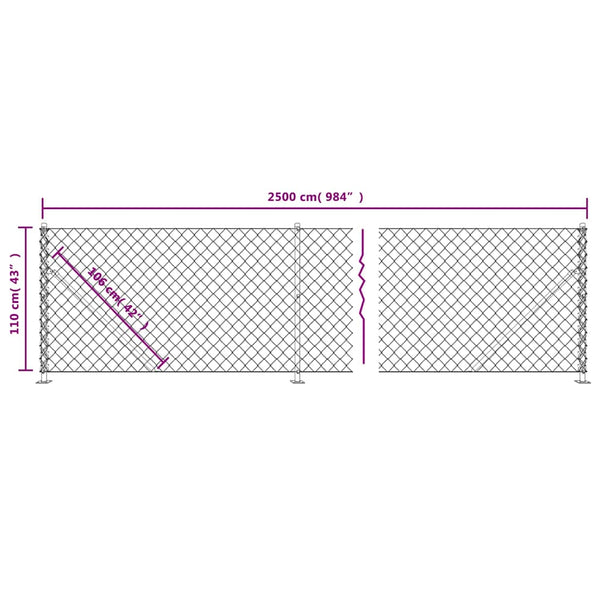 Maschendrahtzaun mit Bodenflansch Grün 1,1x25 m