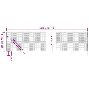 Maschendrahtzaun Anthrazit 2x10 m