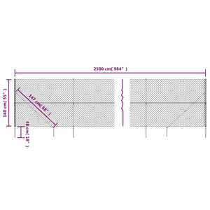 Maschendrahtzaun mit Bodenhülsen Anthrazit 1,4x25 m
