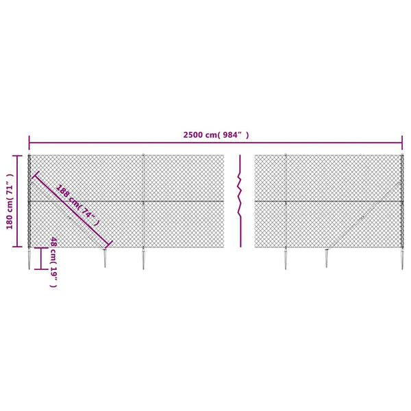 Maschendrahtzaun mit Bodenhülsen Anthrazit 1,8x25 m