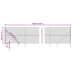 Maschendrahtzaun mit Bodenhülsen Anthrazit 2x25 m