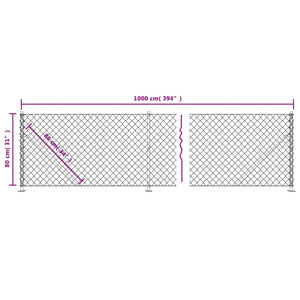Maschendrahtzaun mit Bodenflansch Anthrazit 0,8x10 m