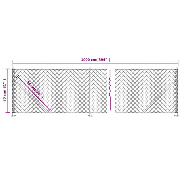 Maschendrahtzaun mit Bodenflansch Anthrazit 0,8x10 m