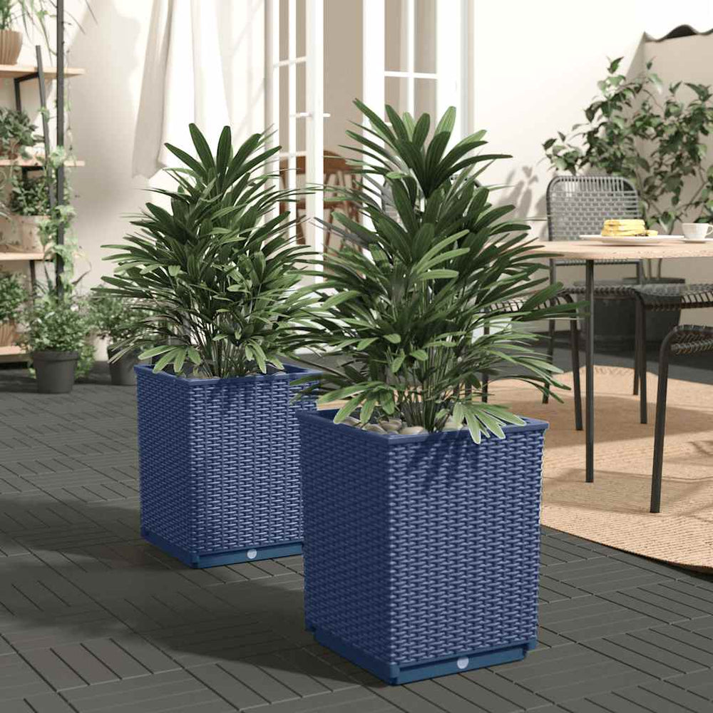 Blaugraue Pflanzkübel, 2er Set, 30x30x37 cm