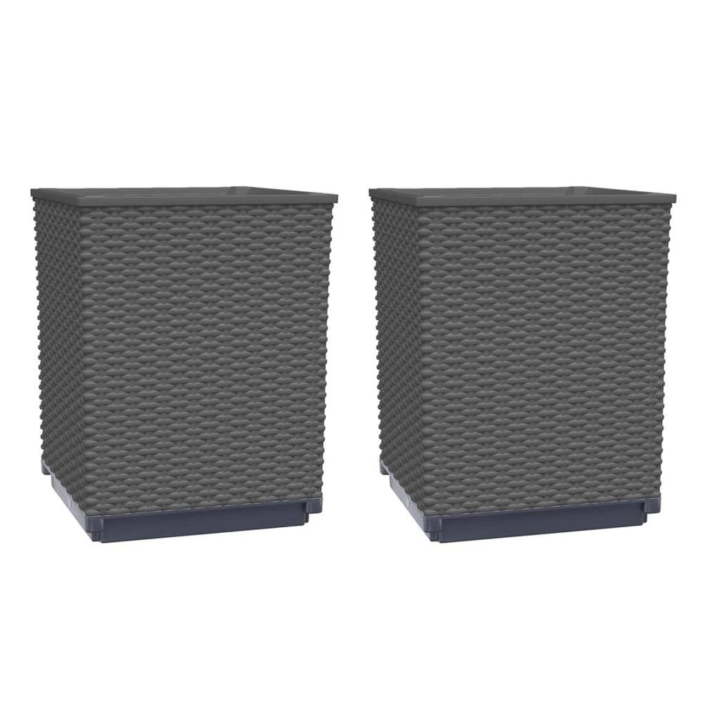 Schwarze Pflanzkübel, 2er Set, 30x30x37 cm