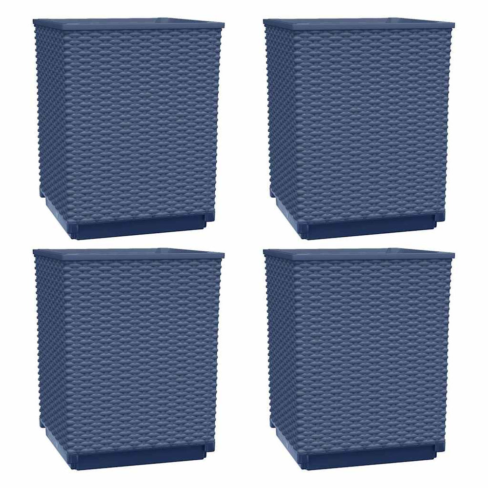 Blaugraue Pflanzkübel, 4er Set, 30x30x37cm