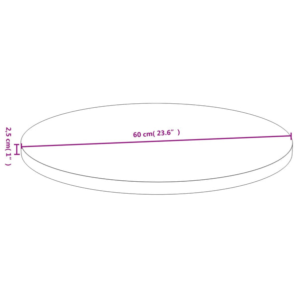 vidaXL Plateau de table Ø 60 x 2,5 cm Bambou