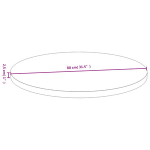 vidaXL Plateau de table Ø80x2,5 cm Bambou