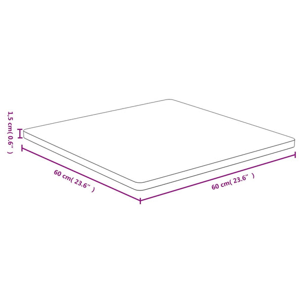 vidaXL Plateau de table 60x60x1,5 cm bambou