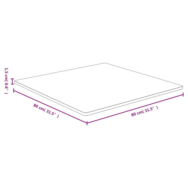 vidaXL Plateau de table 80x80x1,5 cm Bambou