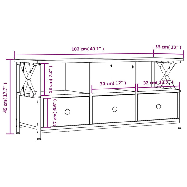 TV-Schrank Braun Eichen-Optik 102 cm