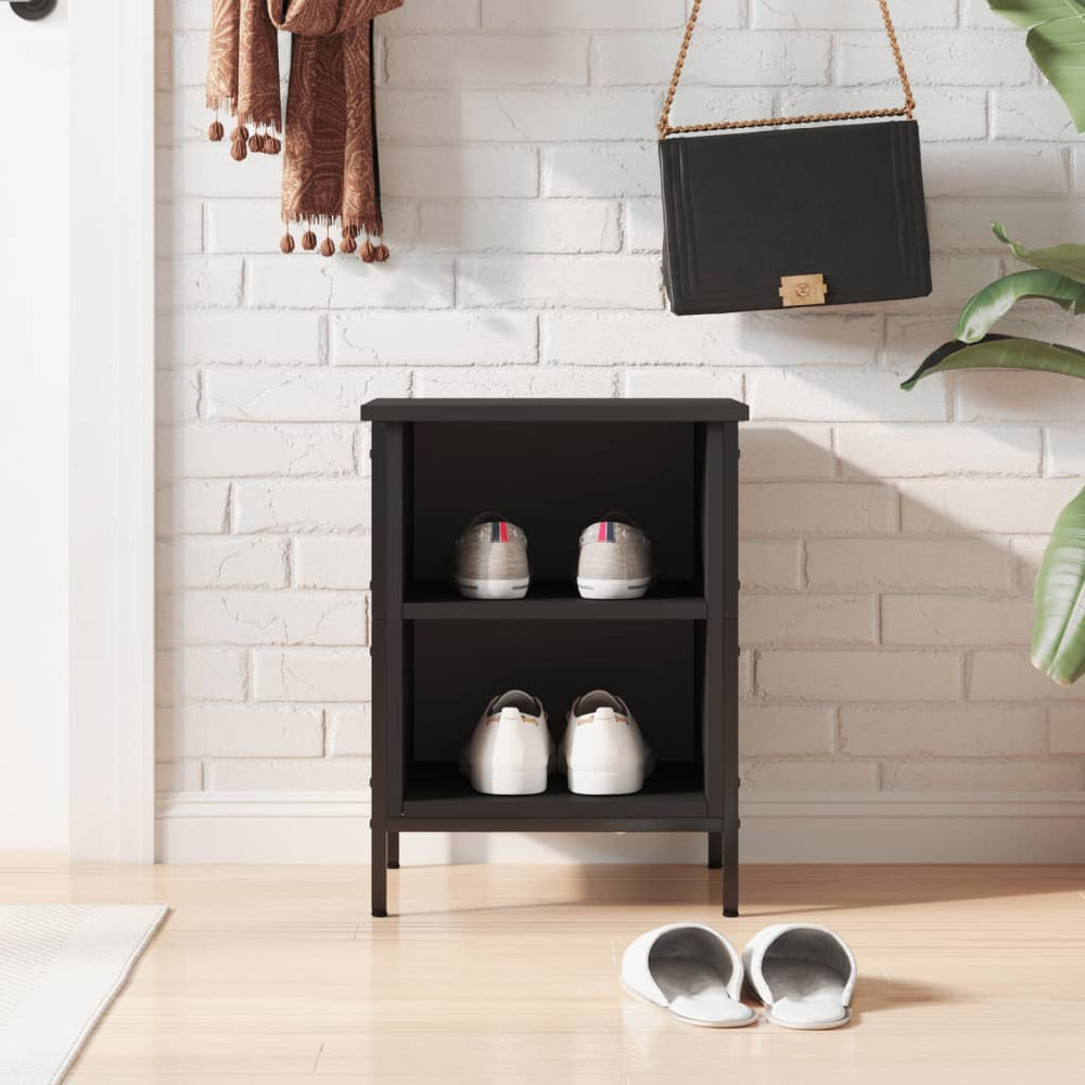vidaXL Étagère à chaussures noire 38x35x50 cm, bois d'ingénierie