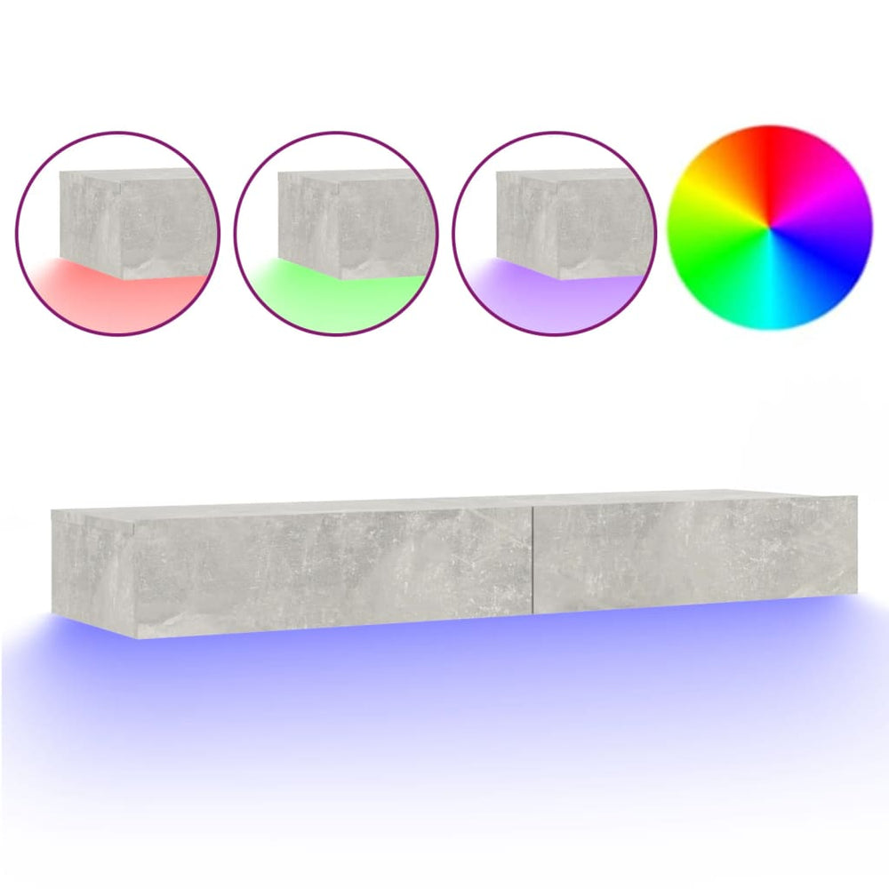 TV-Schrank Betongrau mit LED-Leuchten 120 cm