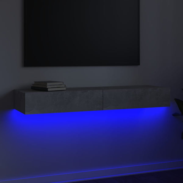 TV-Schrank Betongrau mit LED-Leuchten 120 cm