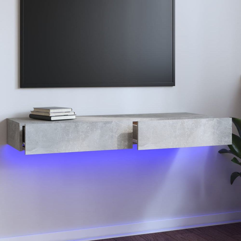 TV-Schrank Betongrau mit LED-Leuchten 120 cm