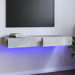 TV-Schrank Betongrau mit LED-Leuchten 120 cm