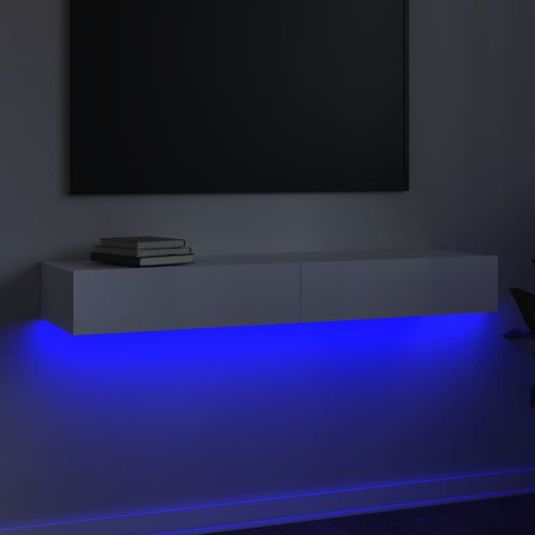 TV-Schrank mit LED Weiß Hochglanz 120 cm