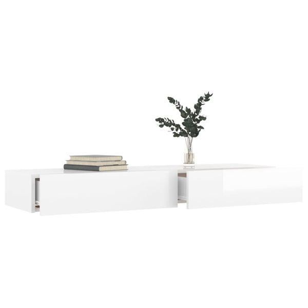 TV-Schrank mit LED Weiß Hochglanz 120 cm
