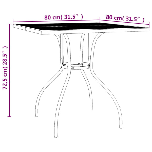 Anthrazit Gartentisch 80x80 cm Stahlgeflecht