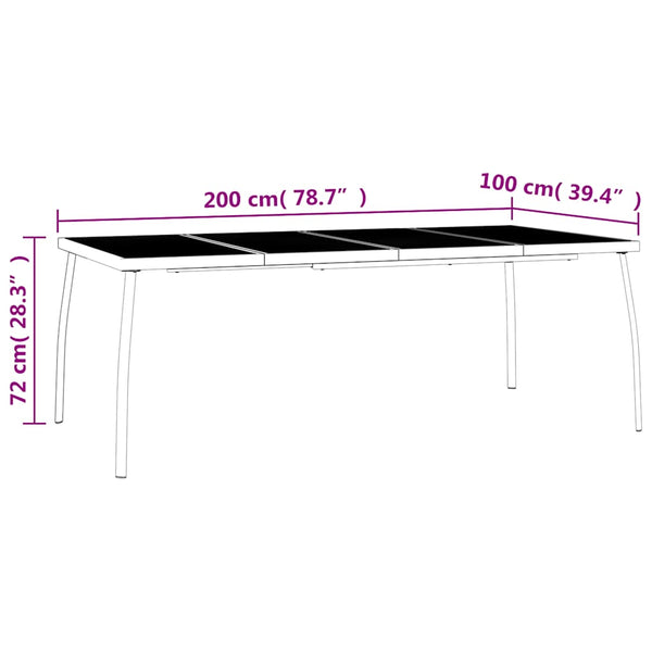 Gartentisch Anthrazit 200x100 cm Stahlgitter