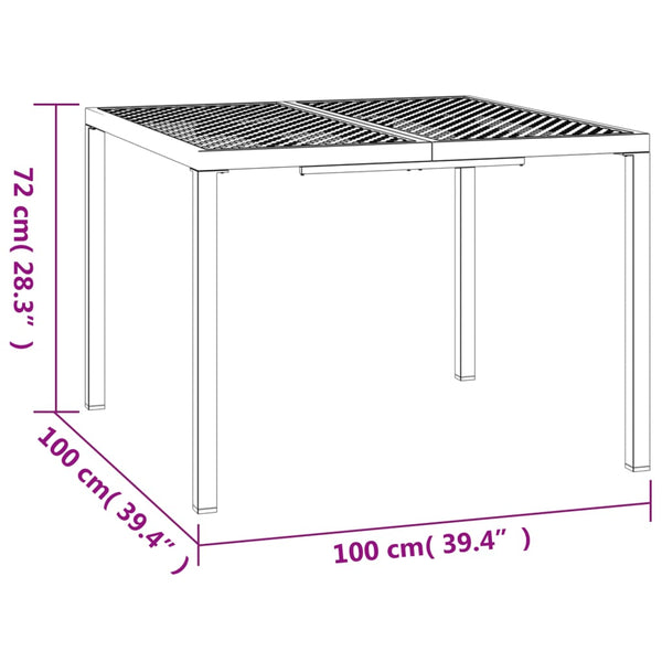 Anthrazit Gartentisch Stahl 100x100 cm