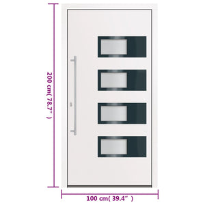 Haustür Weiß 100x200 cm Aluminium und PVC