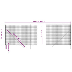 Maschendrahtzaun Grün 2,2x25 m Verzinkter Stahl