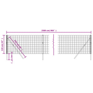 Maschendrahtzaun Grün 1,1x25 m Verzinkter Stahl