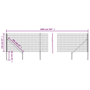 Maschendrahtzaun mit Bodenhülsen Grün 1,1x10 m