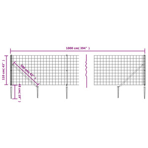 Maschendrahtzaun mit Bodenhülsen Grün 1,1x10 m