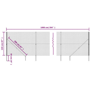 Maschendrahtzaun mit Bodenhülsen Grün 2,2x10 m