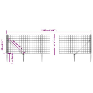 Maschendrahtzaun mit Bodenhülsen Grün 0,8x25 m