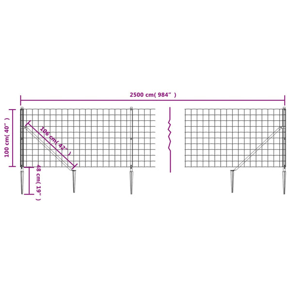 Maschendrahtzaun mit Bodenhülsen Grün 1x25 m