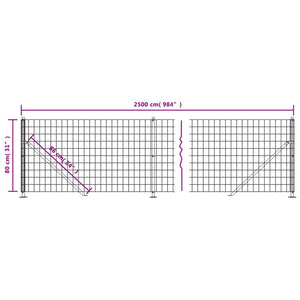 Maschendrahtzaun mit Bodenflansch Grün 0,8x25 m