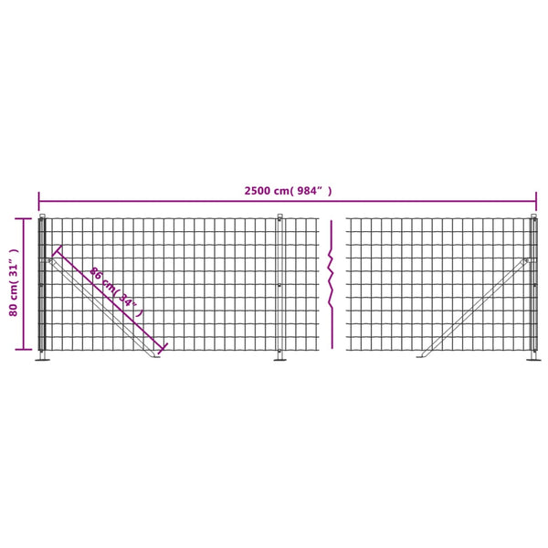 Maschendrahtzaun mit Bodenflansch Grün 0,8x25 m