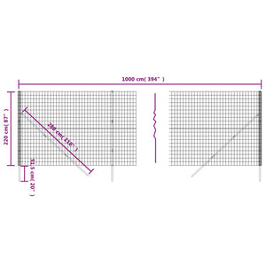 Maschendrahtzaun Anthrazit 2,2x10 m Verzinkter Stahl