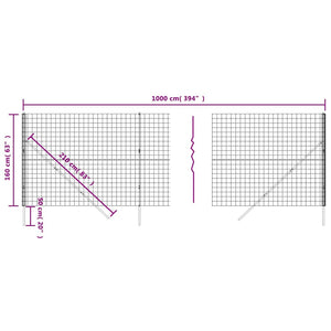 Maschendrahtzaun Anthrazit 1,6x10 m Verzinkter Stahl