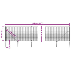 Maschendrahtzaun mit Bodenhülsen Anthrazit 1x25 m
