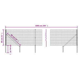 Maschendrahtzaun mit Bodenhülsen Anthrazit 0,8x10 m